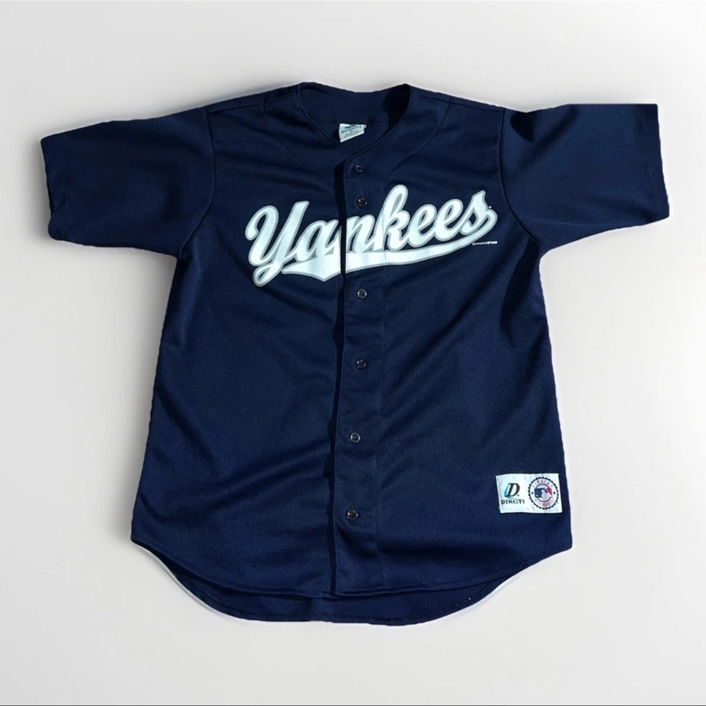 Vintage MLB New York Yankees Baseball Jersey Men's M Blue NYY 2000 Y2K Sports